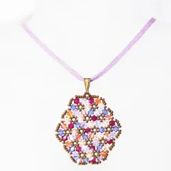 Pendant 65cm - Terence Oval-Mauve Suedine - Pendant 65cm - Laiton bronze